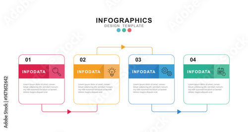 Vector Infographic label design template with icons and 4 options or steps.