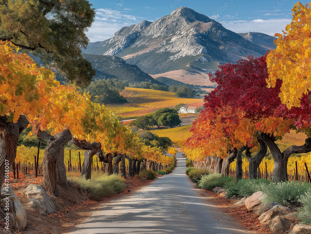 Fototapeta premium Picturesque vineyard or mountain landscape of Carmel Valley in California