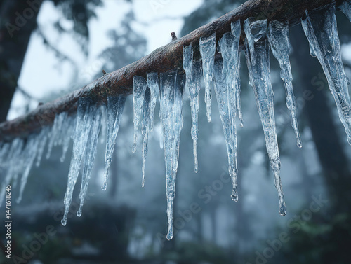 Scene of icy sleet falling,...
