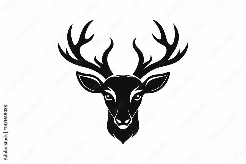 deer face logo sihouette black vector deer face logo sihouette black vector