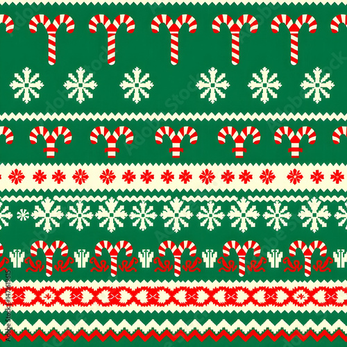Elegant Nordic candy cane knit in festive symmetry.