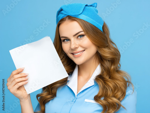 Woman in a spa uniform, hol...