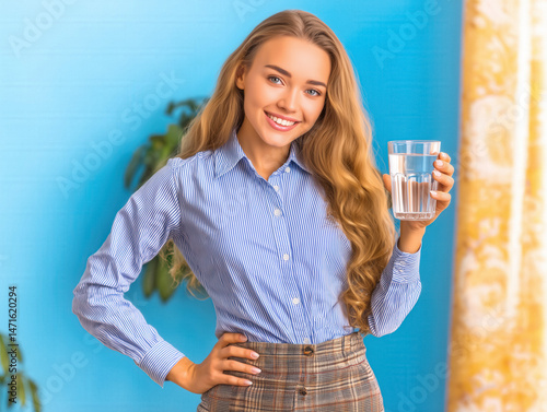 Young smiling woman holding...