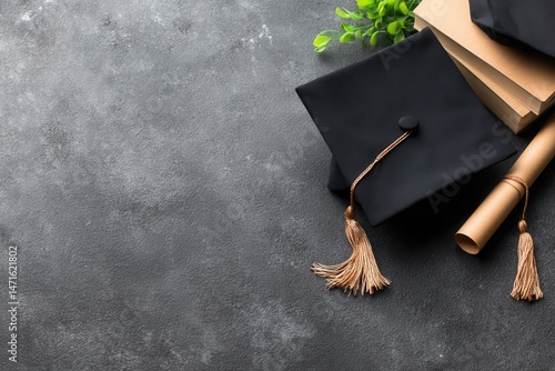 Graduation banner with cap and diploma, editable template, graduation background, class of 2025 design for poster, flyer, invitation, or announcement	
