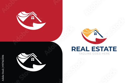 Real estate logo design, contractor logo template, roofing logo template, builder logo, property, mortgage, home, house, repair