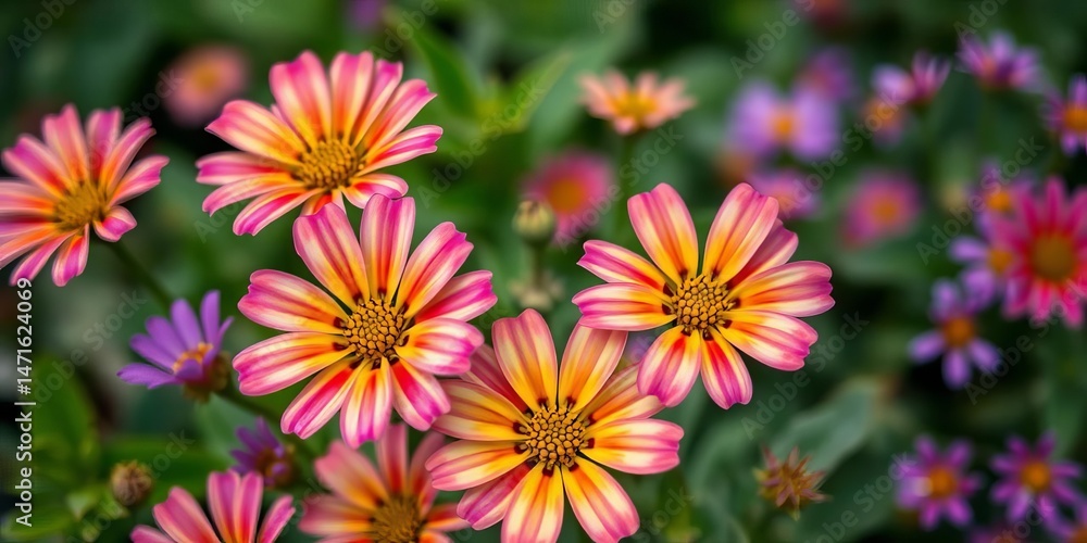 Fototapeta premium Close-up vibrant Scaevola flowers blooming in Bradford, Ontario garden, Scaevola, white