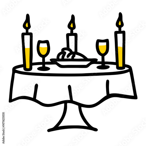 Hanukkah table setting with candles and festive decorations  
