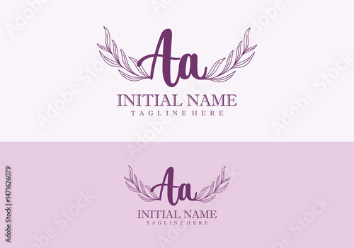 Minimalist concept wedding monogram set with initials letter Aa