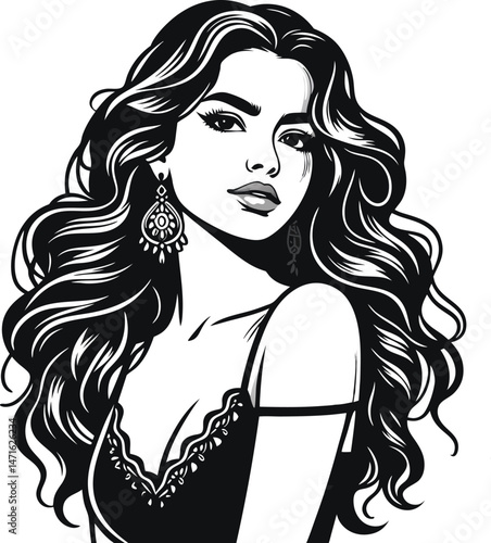 Line Art Latina Hispanic Heritage Girl