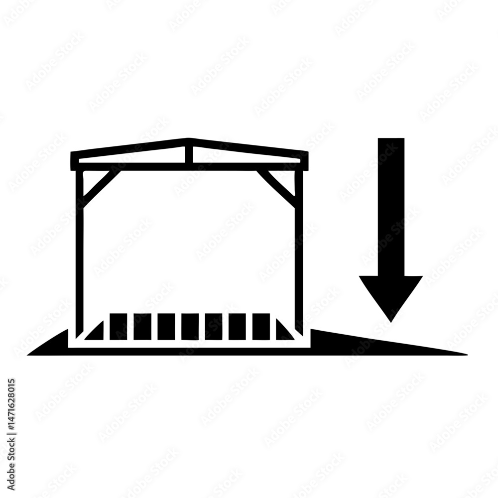 Vector silhouette icon design representing a loading dock ramp for warehouse and logistics purposes Vector silhouette icon design representing a loading dock ramp for warehouse and logistics purposes