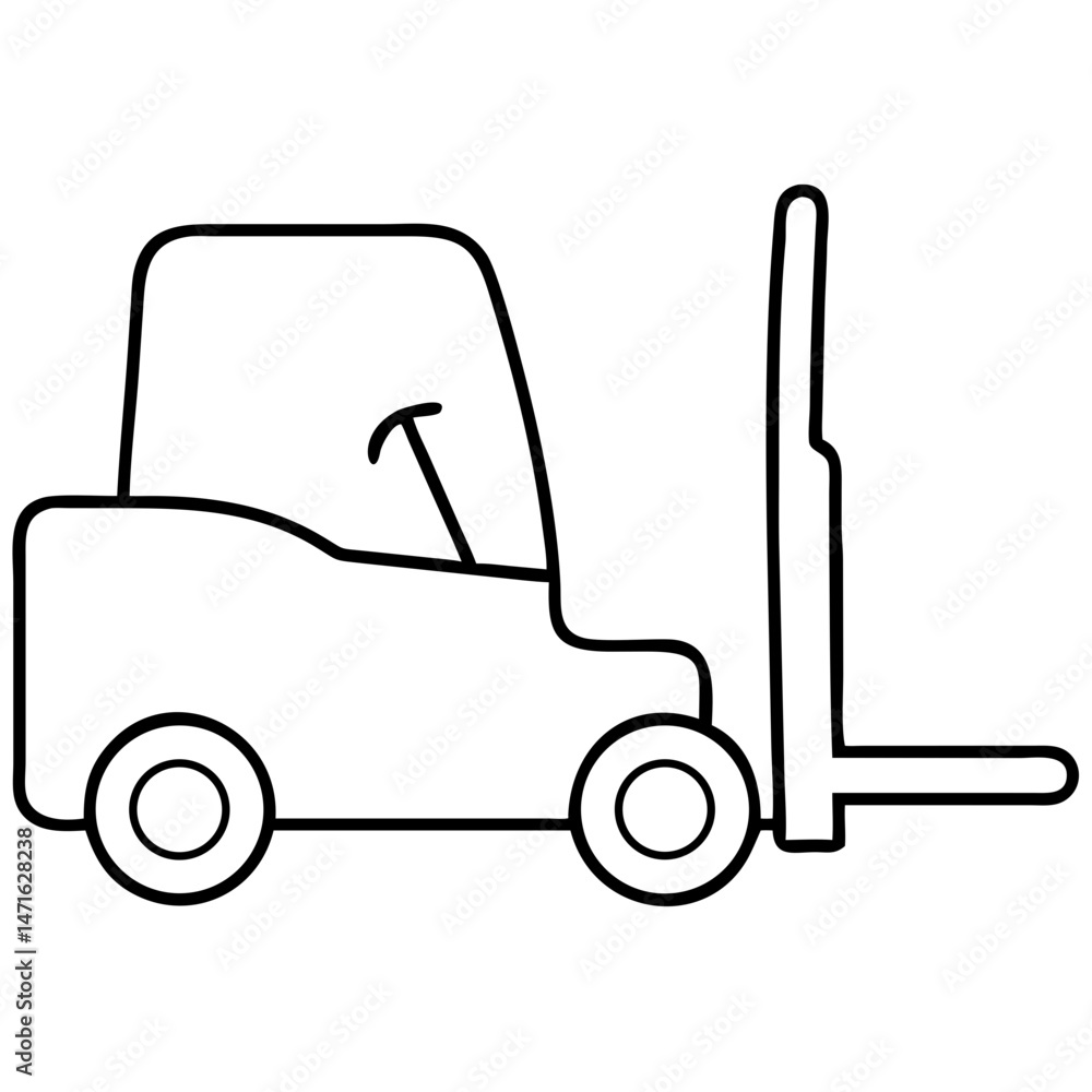 Fototapeta premium Black forklift silhouette vector illustration for industrial and warehouse logistics