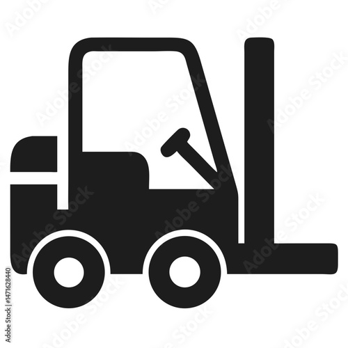 Black silhouette forklift truck icon in industrial theme representing lifting and moving