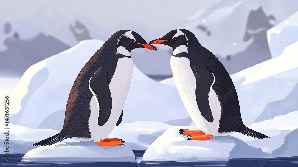 Obraz premium Penguins on Ice