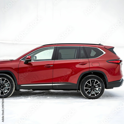 A sleek, generic red SUV in side view, isolated on a white background.
