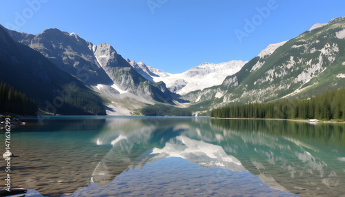 Kristallklarer Bergsee im Allgäu umgeben von Bergen