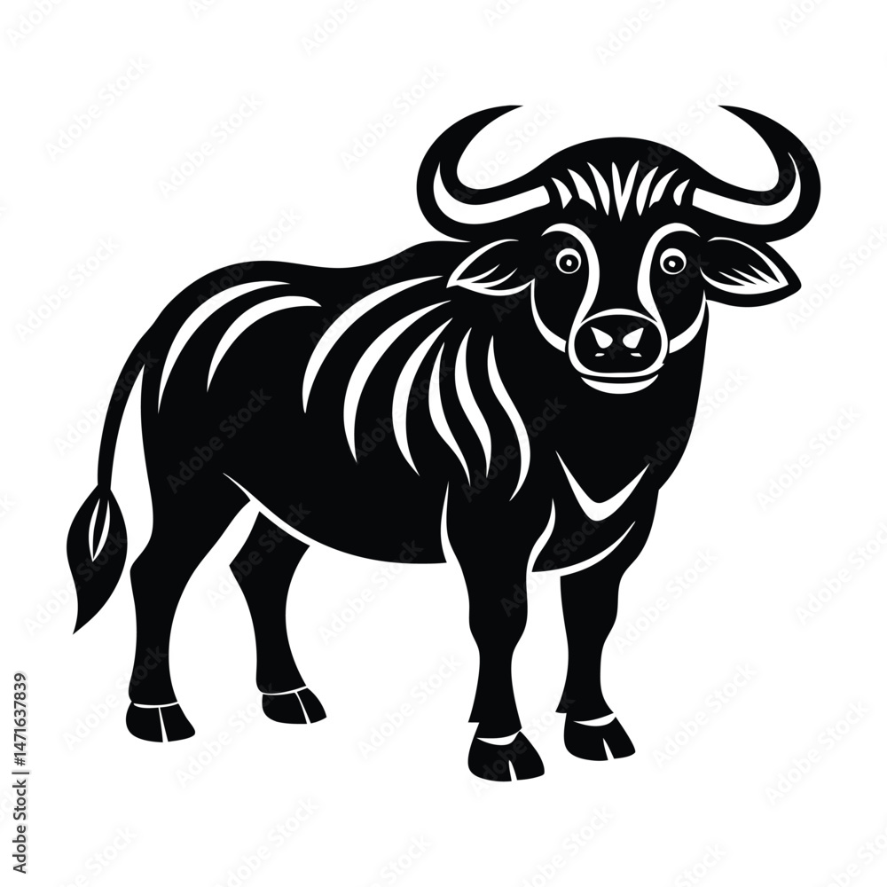 Bison buffalo vector silhouette, bison icon Bison buffalo vector silhouette, bison icon