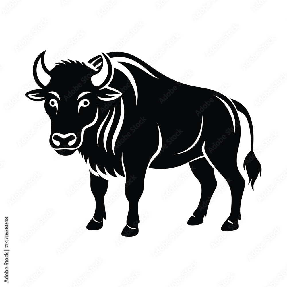 Bison buffalo vector silhouette, bison icon Bison buffalo vector silhouette, bison icon