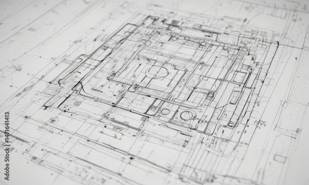 Technical drawing blueprint effect, white background, black lines , black lines, background Technical drawing blueprint effect, white background, black lines , black lines, background
