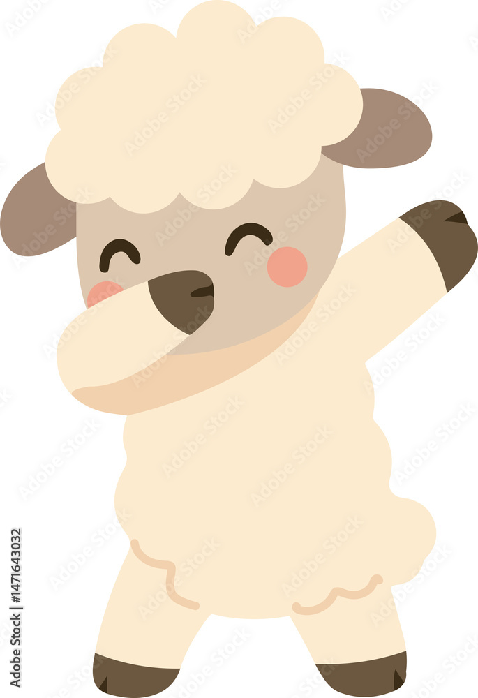 Fototapeta premium Cute dabbing sheep cool cartoon animal