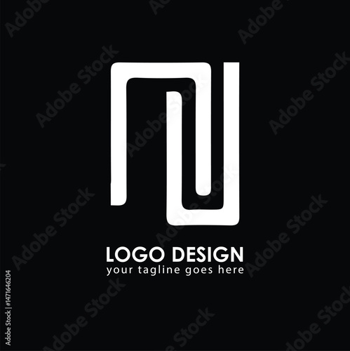 NU NU Logo Design, Creative Minimal Letter NU NU Monogram