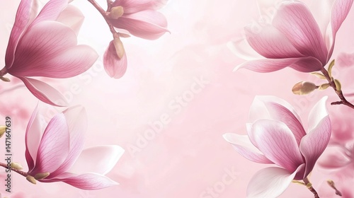 Delicate Magnolia Blossoms in Soft Light Creating a Dreamy and Serene Ambiance