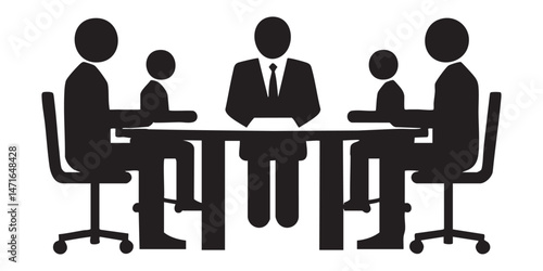 Business team sitting around a table discussing strategy and planning together