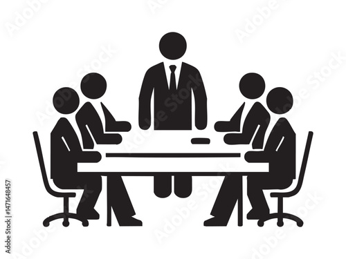 Business meeting icon illustrating teamwork collaboration and corporate strategic discussions