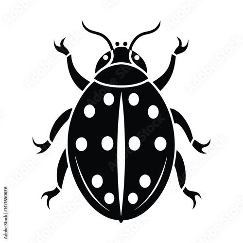 ladybug silhouette vector illustration black and white 