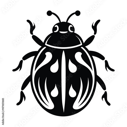 ladybug silhouette vector illustration black and white 