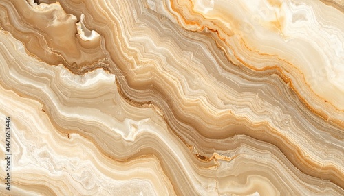 Swirling bands of warm beige and creamy yellow compose a polished agate stone, exhibiting natural patterns and a tranquil, earthy elegance.