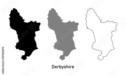 Vector map of derbyshire, United Kingdom.  Map in various style outline, black, and gray	