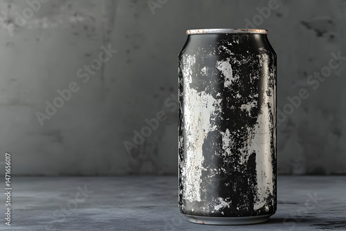 Rusty Vintage Aluminum Can Against Concrete Wall