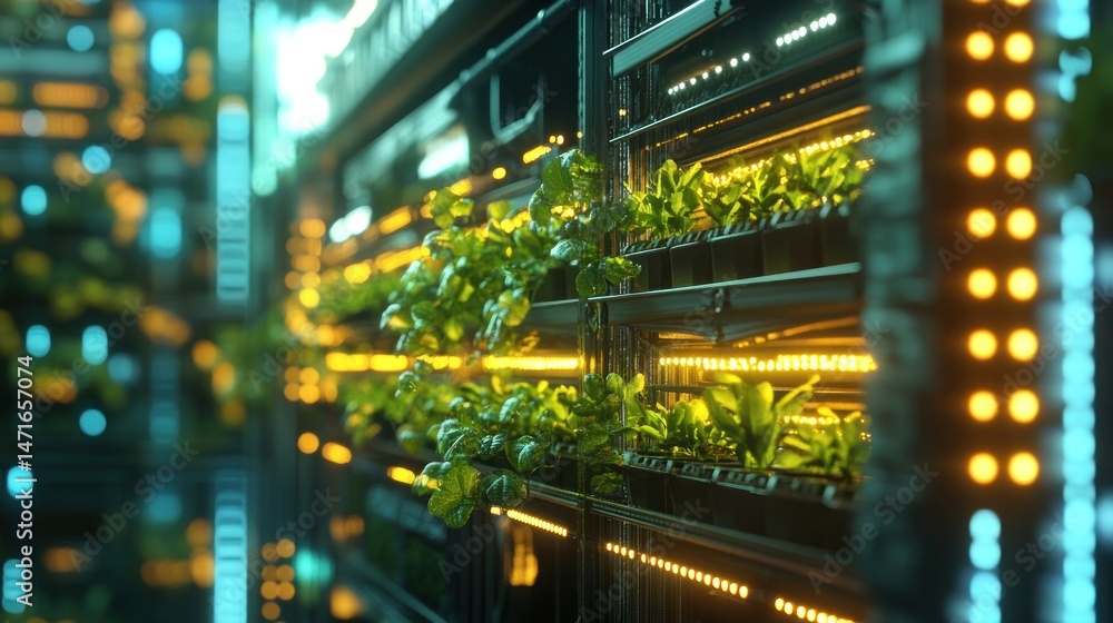 Fototapeta premium Vertical farm inside a server room