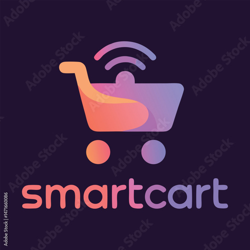Abstract Smart Cart Logo Design Wireless Shopping Technology