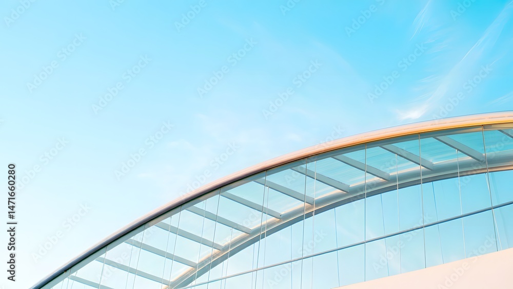 Fototapeta premium Modern Architectural Curve Against Blue Sky