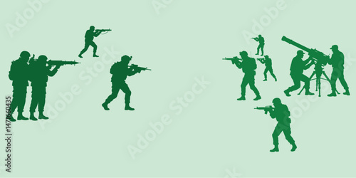 vector silhouette of a soldier fighting on the battlefield