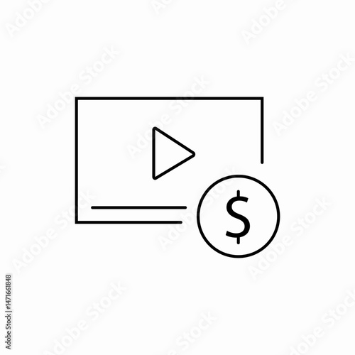 Video monetization content creator icon vector sign