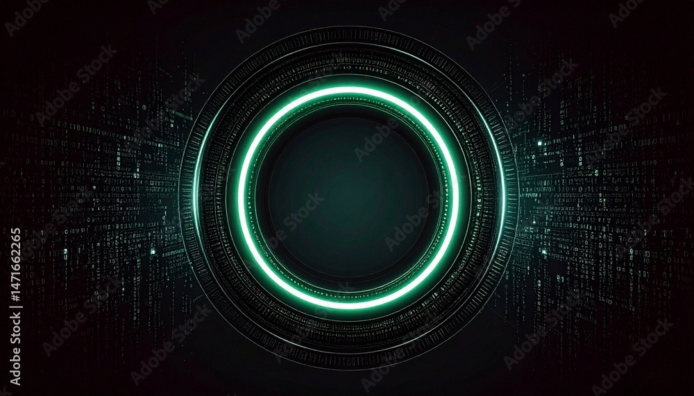 a modern and abstract neon light circles in dark background, ideal for tech themes a modern and abstract neon light circles in dark background, ideal for tech themes