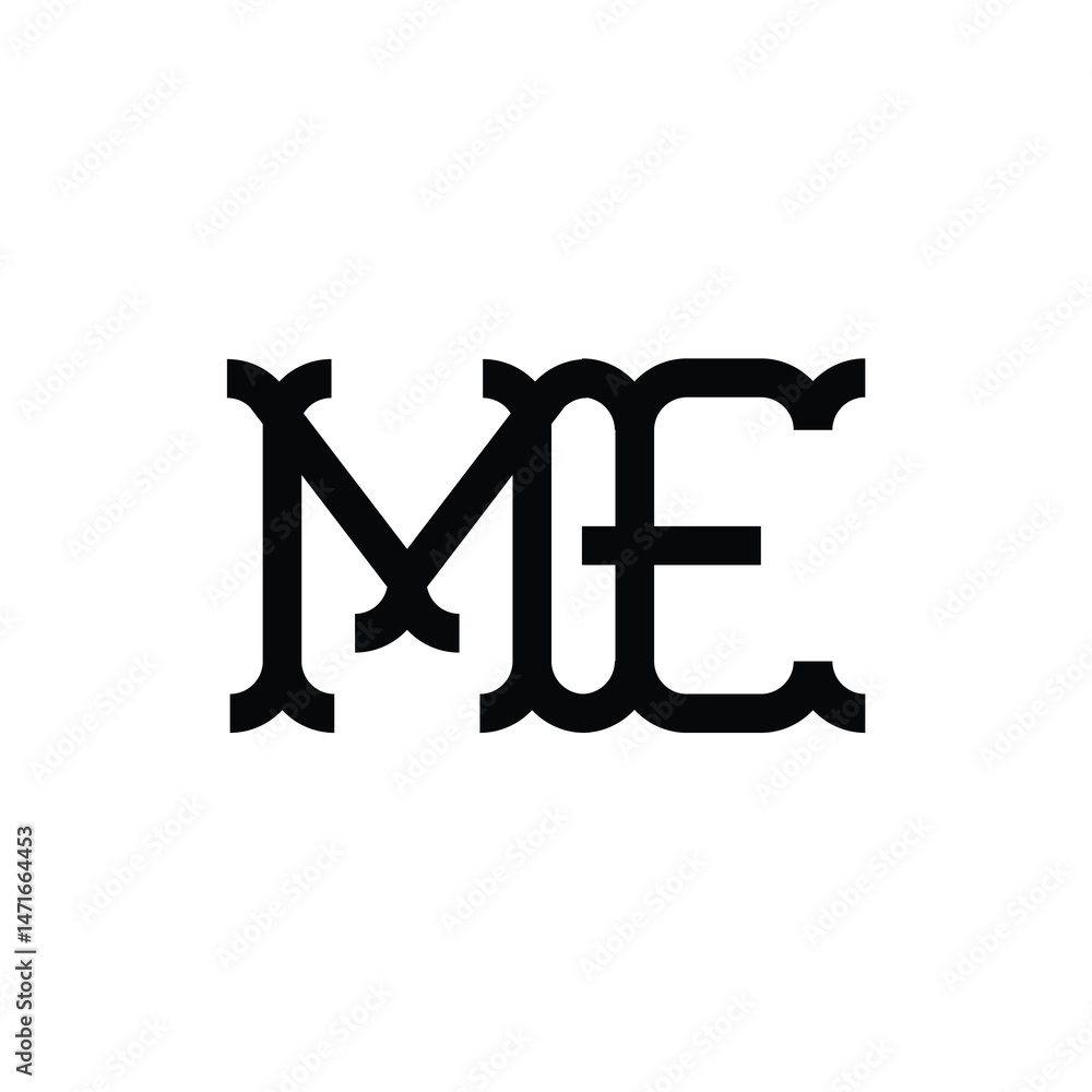 ME monogram logo design letter text name symbol monochrome logotype alphabet character simple logo ME monogram logo design letter text name symbol monochrome logotype alphabet character simple logo