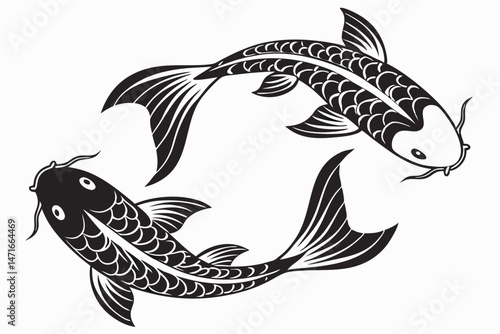 koi fish sihouette black vector