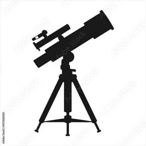 Celestial Gaze: Silhouette of a Stargazer's Telescope vector 
