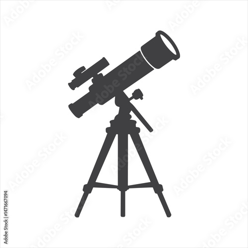Celestial Gaze: Silhouette of a Stargazer's Telescope vector 