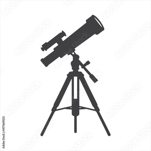 Celestial Gaze: Silhouette of a Stargazer's Telescope vector 