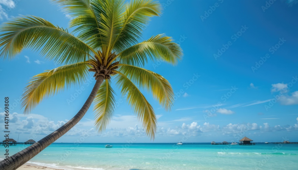 Fototapeta premium tropical beach with palm trees