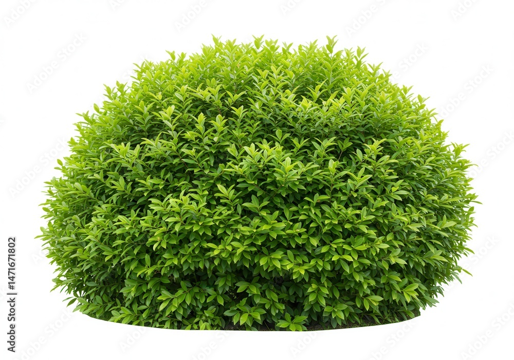 Fototapeta premium Isolated round shrub with bright green leaves on a white background in a studio shot for design elements