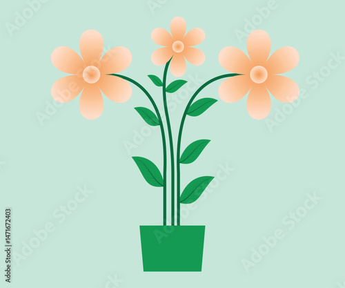 Minimal Flower Pot Vector Illustration with Soft Gradient Petals