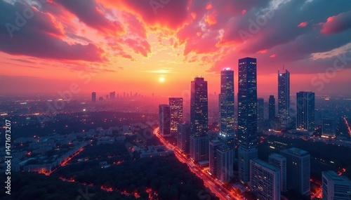 Wallpaper Mural A modern cityscape skyline at sunset, representing the vast scope of enterprise architecture , buildings, development Torontodigital.ca