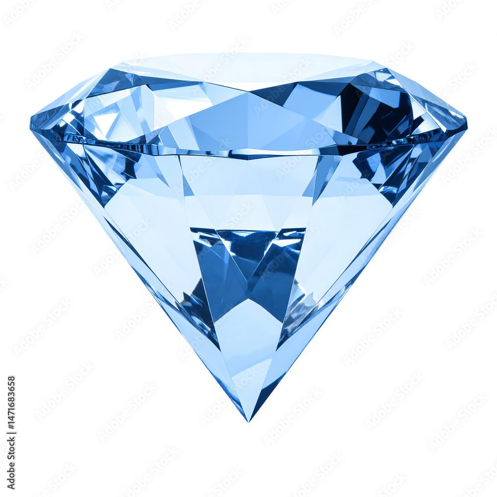 Blue Diamond Gemstone Isolated Luxury Brilliant Precious Jewelry Transparent