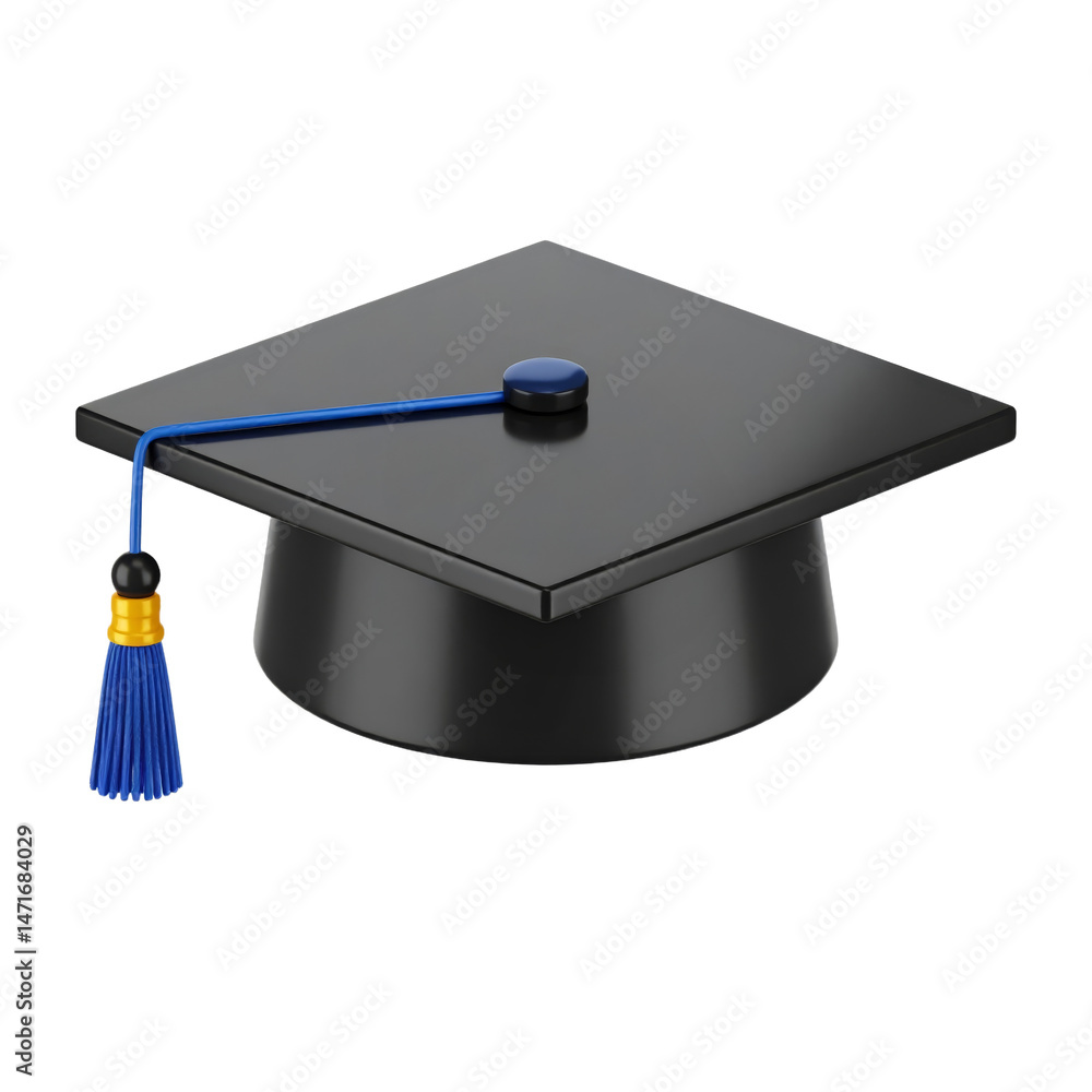 Graduation Cap Isolated Academic Mortarboard Education Achievement Concept with Tassel PNG