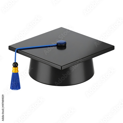 Obraz na płótnie Graduation Cap Isolated Academic Mortarboard Education Achievement Concept with Tassel PNG w salonie